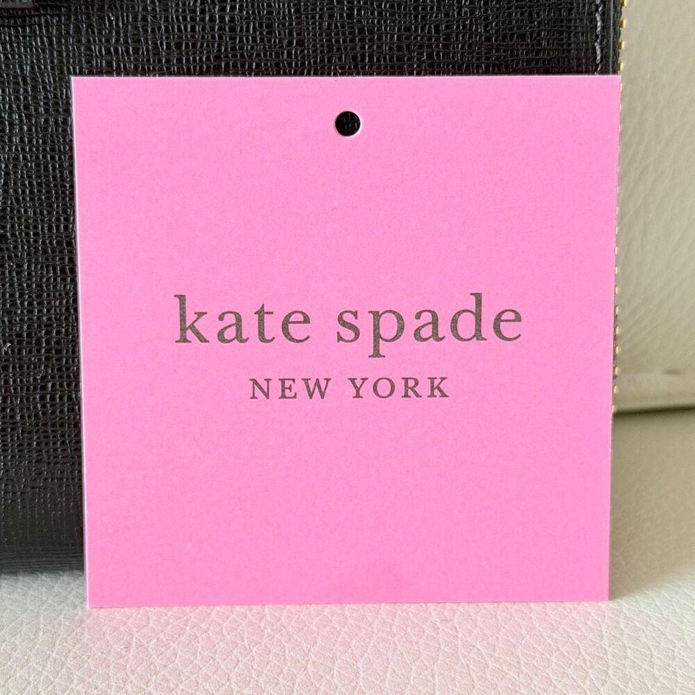 NWT Kate Spade Black Leather Morgan Bow Embellished Zip Around Continental Walle - Picture 2 of 16